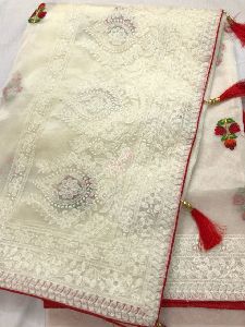 Tissue Embroidered Saree