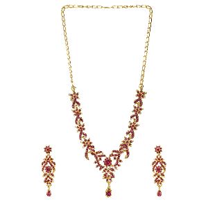 Indian Bollywood Crystal Austrian Diamond Choker Necklace Earrings Wedding Jewelry Set for Women