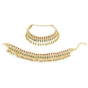 Indian Bollywood Crystal Faux Pearl Kundan Wedding Bell Charms Bridal Anklet Payal Foot Jewelry