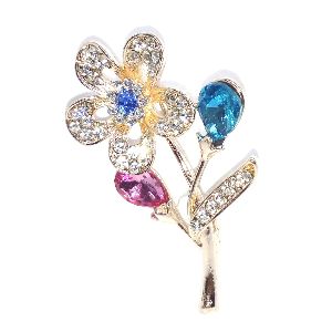 Indian Bollywood Crystal Floral Bridal Wedding Brooch Badge Pin Breastpin Accessory Jewelry
