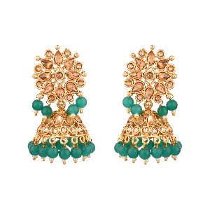 Indian Bollywood Faux Pearl Crystal Kundan Rhinestone Wedding Jhumka Jhumki Dangle Earrings Jewelry