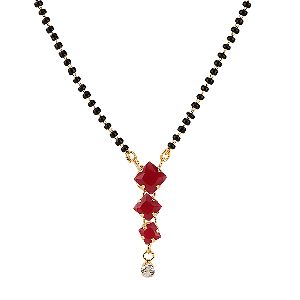 gold plated cubic zirconia pendant mangalsutra