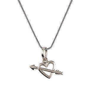 Indian Bollywood Silver Plated Heart with Arrow Pendant Chain Necklace Jewelry for Women