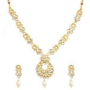 Indian Cubic Zircon Cross Pendant Chain Necklace Jewelry