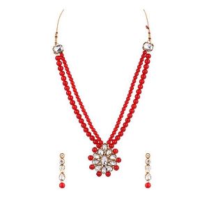 handmade strand beaded necklace earrings set