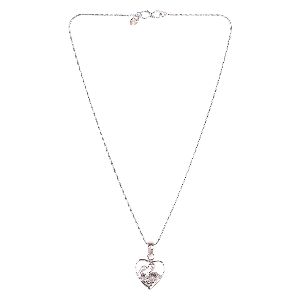 cubic zircon heart kissing swan love pendant chain necklace
