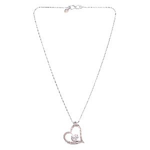 women cubic zircon heart love pendant chain necklace