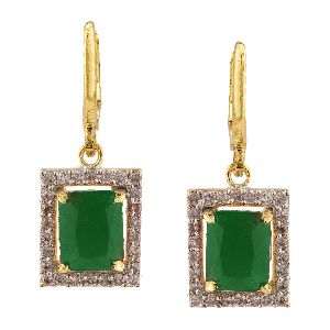 Indian Fashion Gold Tone Halo Cubic Zirconia Hoop Earrings Pierced Jewelry for Women