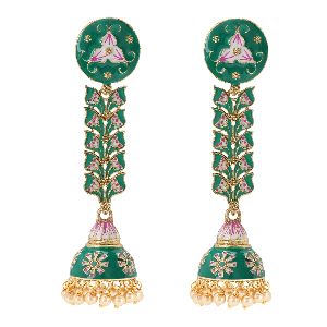 Indian Jewelry Bollywood Antique Crystal Kundan Big Dangle Jhumka Earringsfor Women