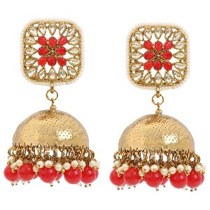 Indian Jewelry Bollywood Antique Crystal Kundan Peacock Jhumka Earrings for Women