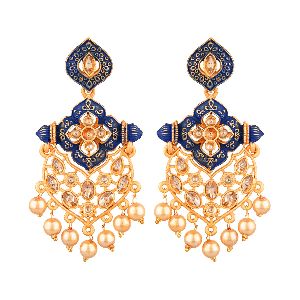 bollywood faux crystal kundan dangle earrings set