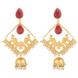Indian Jewelry Bollywood Faux Pearls Stone Dangle Jhumki Jhumka Earrings Set for Women