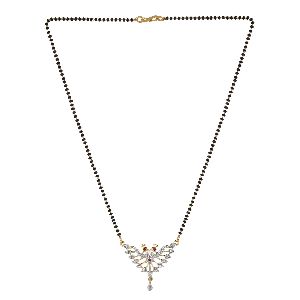 Indian Mangalsutra Gold Plated CZ Peacock Black Bead Pendant Collar Choker Necklace Jewelry