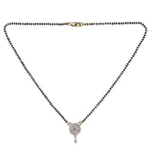 Indian Mangalsutra Traditional Black Beaded CZ Pendant Necklace Jewelry for Women