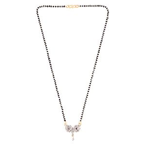 Mangalsutra Indian Black Beaded CZ Pendant Necklace for Women
