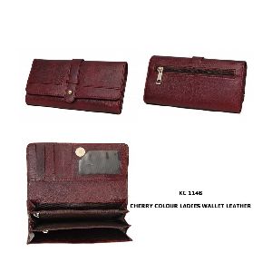 Ladie Cherry Color Leather Wallet