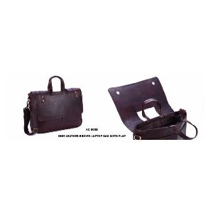Leather Laptop Bag with Flap