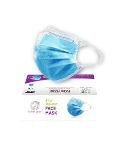 3 Ply Mask with Meltblown, Inbuilt Nose pin and Ultra-soft Non-woven Lycra Earloop. Pack of 50 Piece.