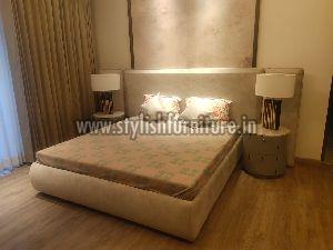 Wooden Bed With Side Table