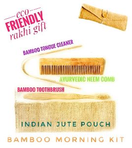 Bamboo Made Comb and Tooth Brush and Toung Cleaner Gift Set
