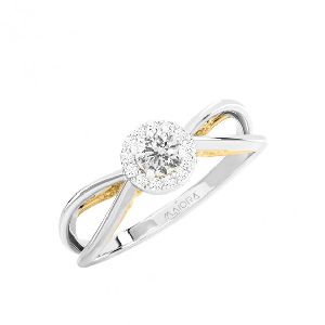 Cross Cut Halo Diamond Ring