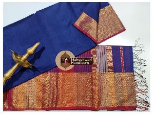 Maheshwari Blue Jari Skirt Sarees
