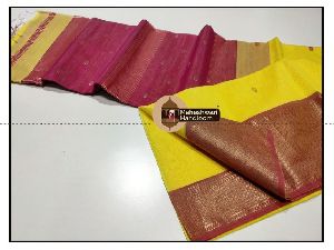 Maheshwari Yellow Jari Skirt Buti Weaving Saree