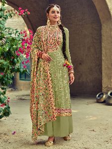 Georgette Green Palazzo Embroidered Wedding Suit