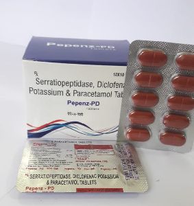 Serratiopeptidase, Diclofenac Potassium and Paracetamol Tablets