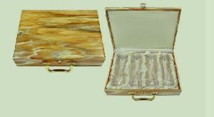 Yellow Wooden Suitcase Dry Fruit Box