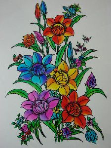 Handmade Flowers on Glass Painting