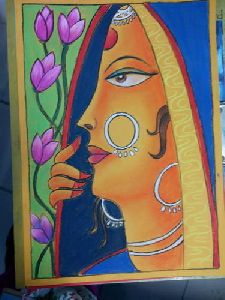 Handmade Women Face Dry Pastel Painting