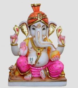 Marble Ganesh Moorti In Pure White Marble