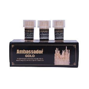 Ambassador Gold Finest Round Wooden Toothpicks