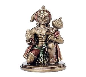 Copper Sitting Hanuman Statue