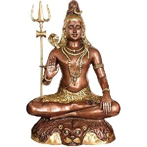 Copper Sitting Shiva Statue