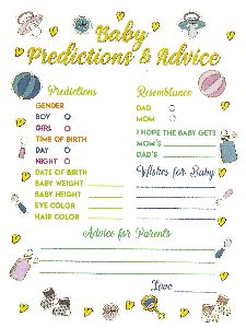 HIPPITY HOP BABY GENDER PREDICTION AND ADVICE FOR PARENT GAMES SET OF 10 CARDS