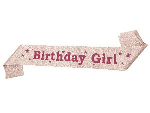 HIPPITY HOP ROSE GOLD BIRTHDAY GIRL SASH SATIN PACK OF 1 FOR BIRTHDAY PARTY