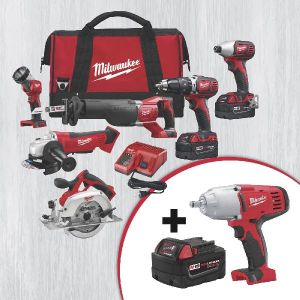 Milwaukee M18 Cordless 6-Tool Combo Set (2696-26) With FREE M18 1/2in. Impact