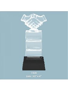Acrylic Trophy with Hand Shake (Single Size)