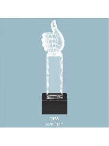 Acrylic trophy with Thumps up (Single Size)