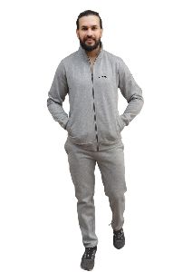 Men Solid Grey Fleece Track Suit