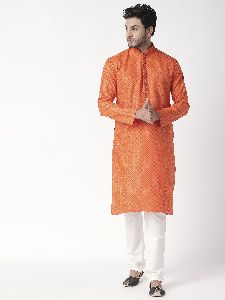 Cotton Mens Ethnic Kurta (Orange)