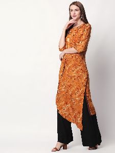 Light Orange Rayon Fabric A-Line Kurta