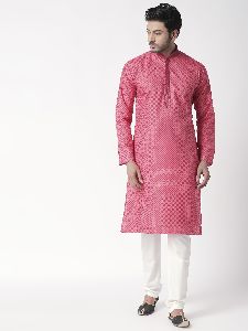 Mens Regular Ethnic Cotton Kurta (Pink)