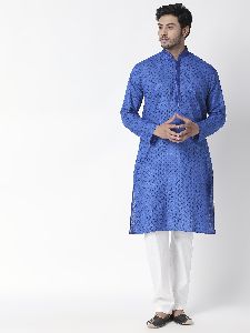 Mens Regular Ethnic Cotton Kurta (Blue)