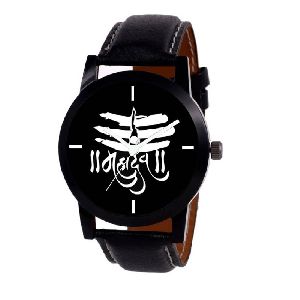 Black Dial Mahadev Tilak Wrist Analog Watch  -  M80