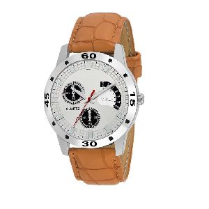 Designer Brown Leather Men Analog Wrist Watch  -  M70