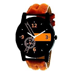 Stylish And Elegant Brown Strap Wrist Watch For Men  -  M9