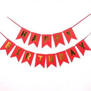 HIPPITY HOP RED HAPPY BIRTHDAY BANNER WITH SHMMERING GOLD LETTER PACK OF 1 FOR PARTY DECORATION